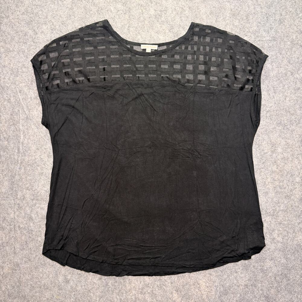 claudia richard 3x black dressy short sleeve blouse